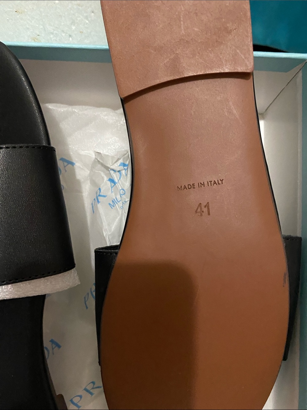 Prada Black Logo Triangle Plaque Slide Sandals - Picture 5 of 7